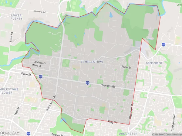 Templestowe, Victoria Polygon Area Map