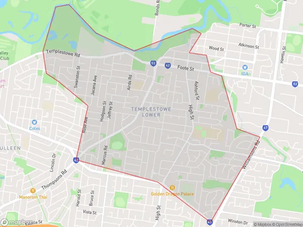 ZipCode 3107 Areas Map for Templestowe Lower