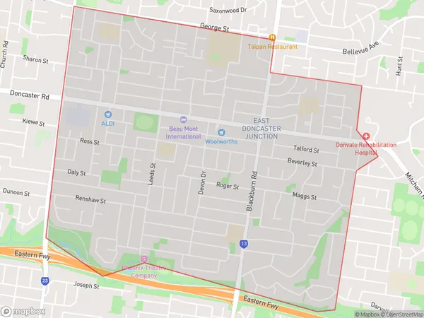 ZipCode 3109 Areas Map for Doncaster East (South)