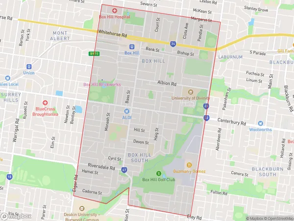 ZipCode 3128 Areas Map for Box Hill