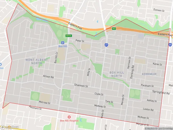 ZipCode 3129 Areas Map for Box Hill North