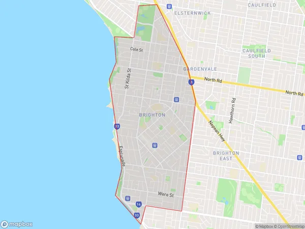 ZipCode 3186 Areas Map for Brighton (Vic.)