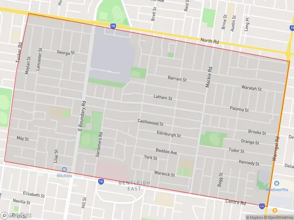 ZipCode 3165 Areas Map for Bentleigh East (North)