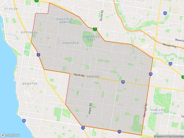 Glen Eira, Victoria Polygon Area Map