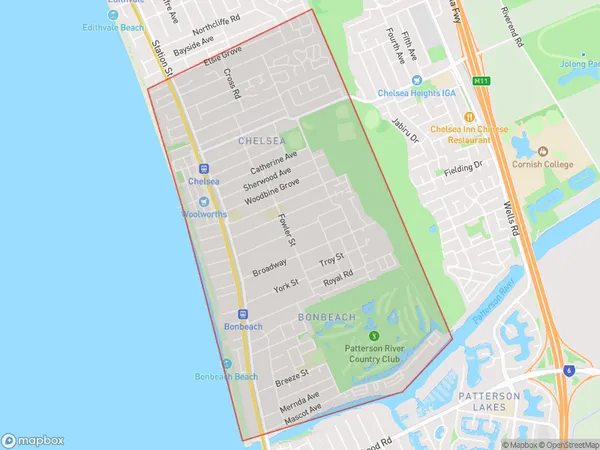 Chelsea Bonbeach, Victoria Polygon Area Map