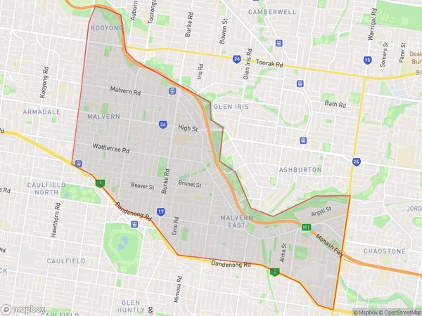 Stonnington East, Victoria Polygon Area Map