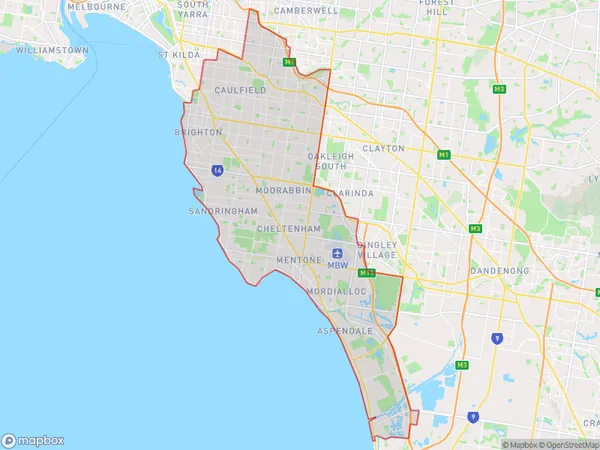 Melbourne Inner South, Victoria Polygon Area Map