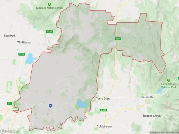 Nillumbik Kinglake, Victoria Polygon Area Map