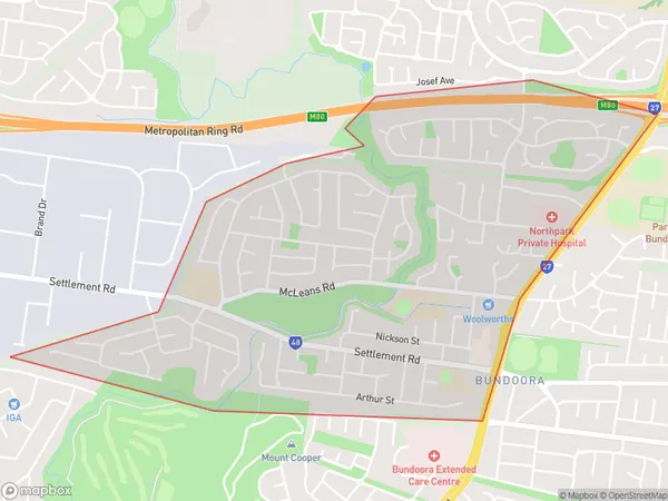 ZipCode 3083 Areas Map for Bundoora - West