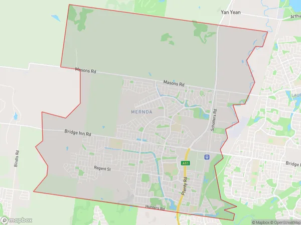 AU PostCode 3754 Suburbs Map for Mernda