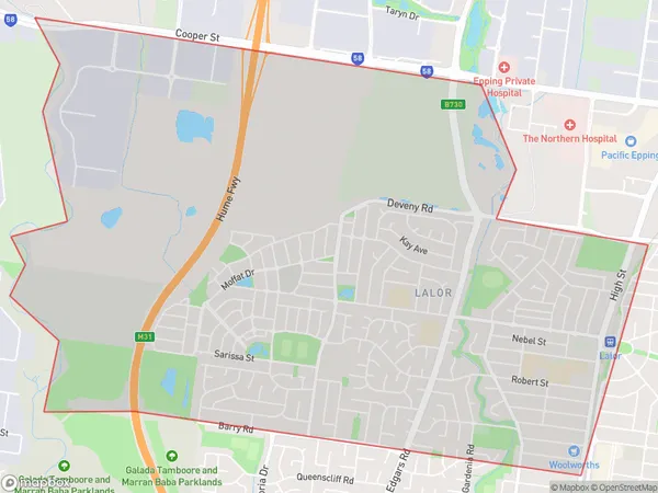 Lalor West, Victoria Polygon Area Map