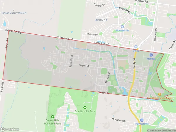 Mernda South, Victoria Polygon Area Map