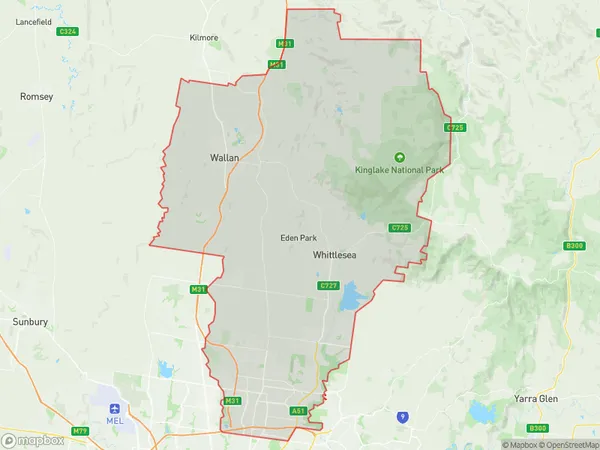 Whittlesea Wallan, Victoria Polygon Area Map