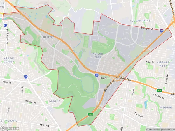 AU PostCode 3042 Suburbs Map for Keilor