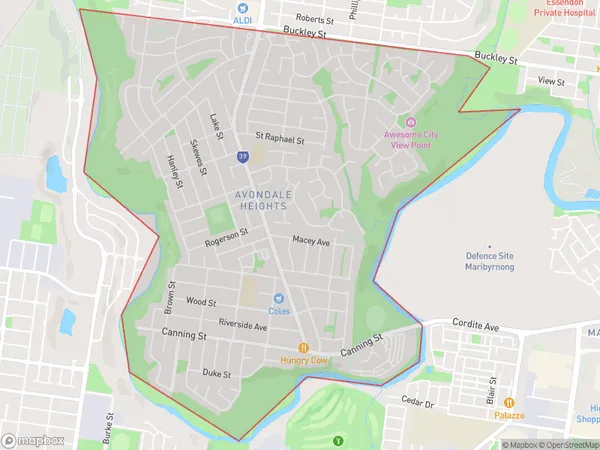 Avondale Heights, Victoria Polygon Area Map