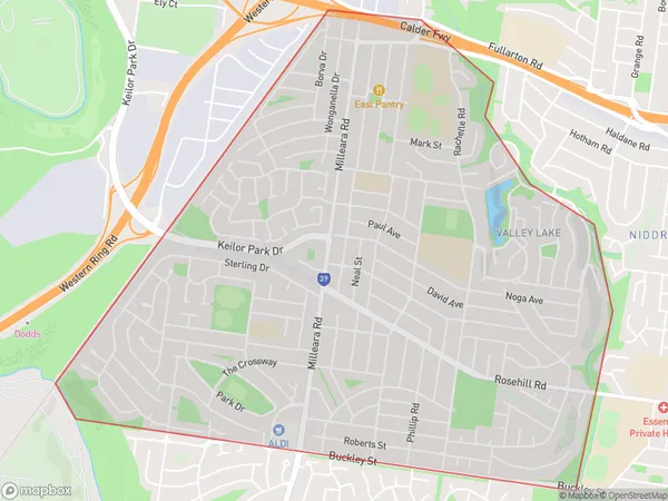 Keilor East, Victoria Polygon Area Map