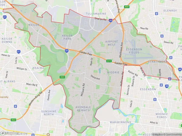 Keilor, Victoria Polygon Area Map