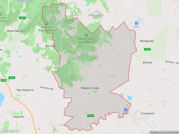 ZipCode 3434 Areas Map for Riddells Creek