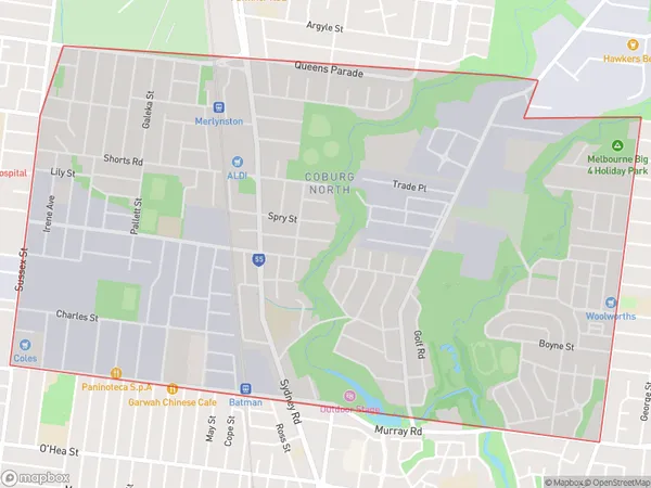 AU PostCode 3058 Suburbs Map for Coburg North