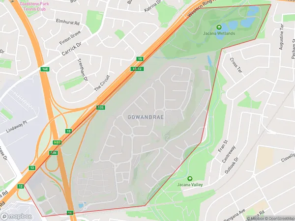 AU PostCode 3043 Suburbs Map for Gowanbrae