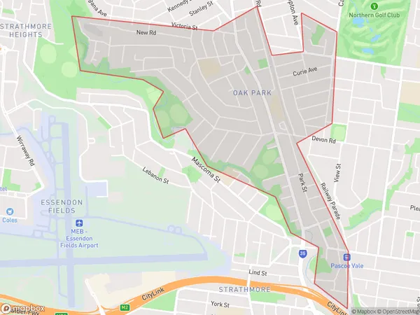 Oak Park, Victoria Polygon Area Map