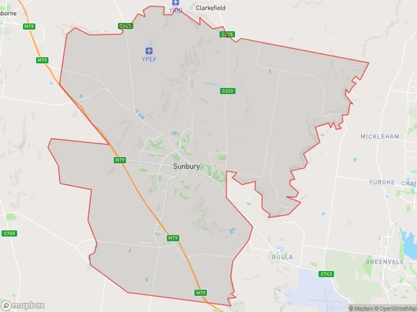 Sunbury, Victoria Polygon Area Map