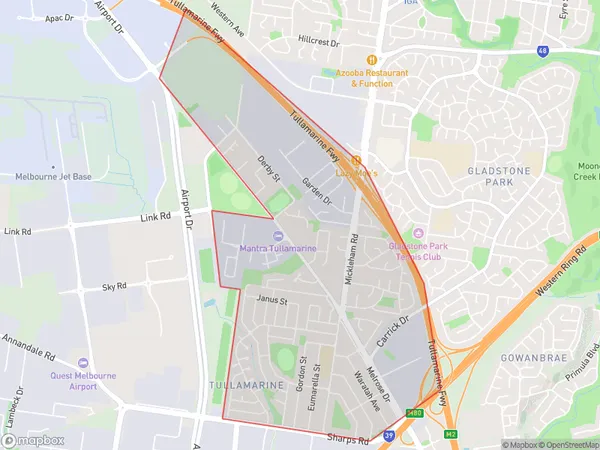 Tullamarine, Victoria Polygon Area Map