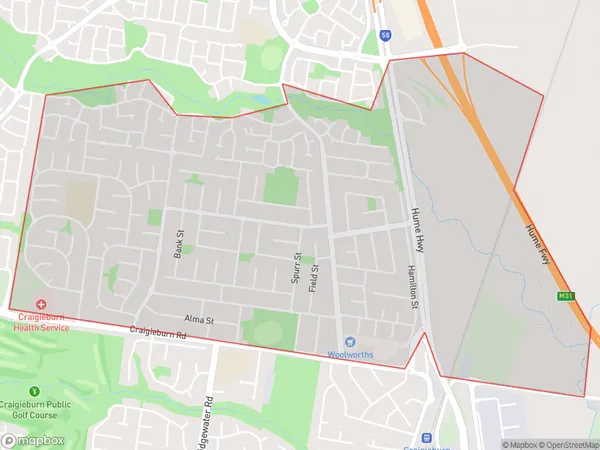 Craigieburn Central, Victoria Polygon Area Map