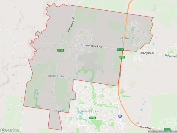 Mickleham Yuroke, Victoria Polygon Area Map