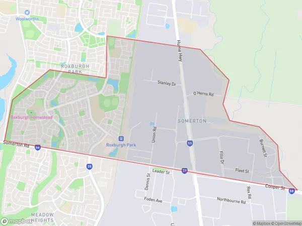 Roxburgh Park (South) Somerton, Victoria Polygon Area Map