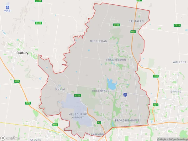 Tullamarine Broadmeadows, Victoria Polygon Area Map