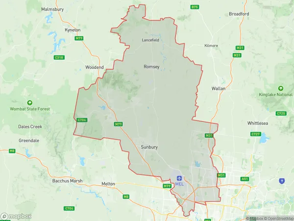 Melbourne North West, Victoria Polygon Area Map