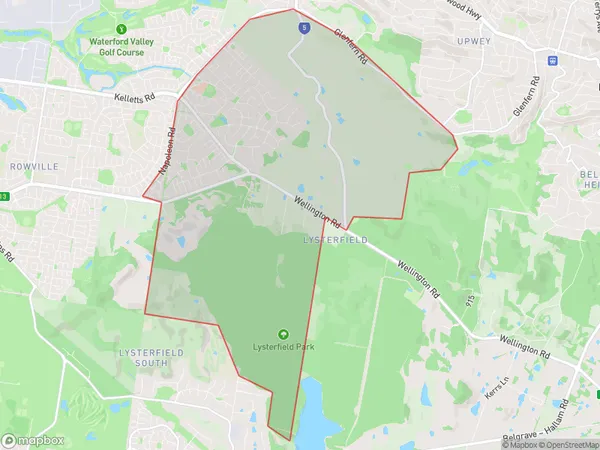 Lysterfield, Victoria Polygon Area Map