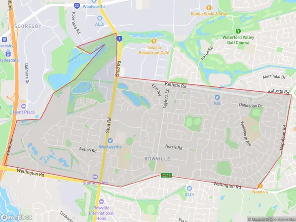 Rowville Central, Victoria Polygon Area Map