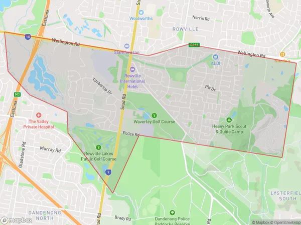 Rowville South, Victoria Polygon Area Map