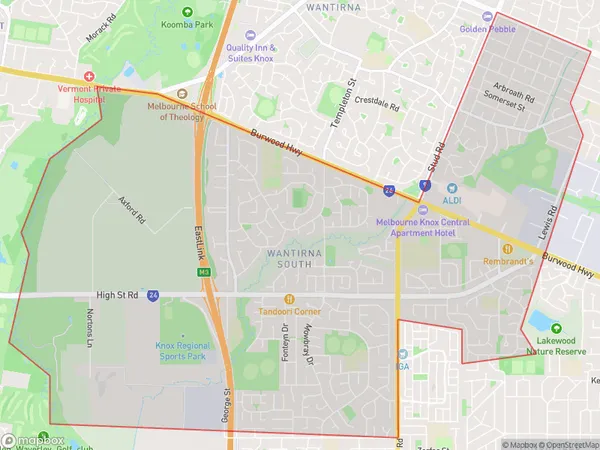 ZipCode 3152 Areas Map for Wantirna South