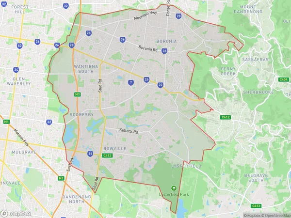 Knox, Victoria Polygon Area Map