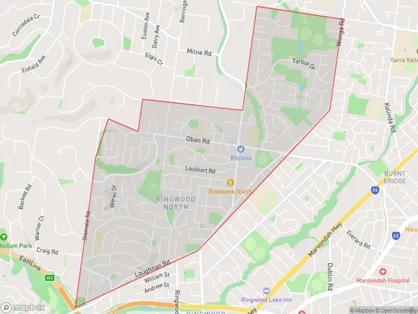 Postal Code 3134 Regions Map for Ringwood North