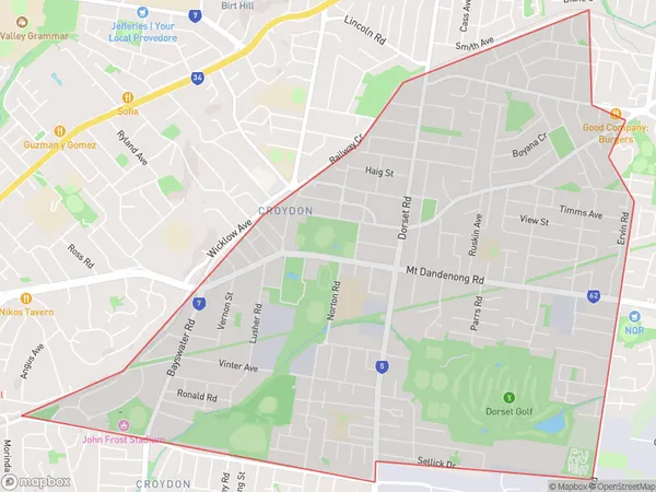 Croydon East, Victoria Polygon Area Map