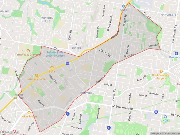 ZipCode 3136 Areas Map for Croydon - West