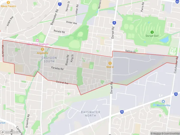 Postal Code 3136 Regions Map for Croydon South