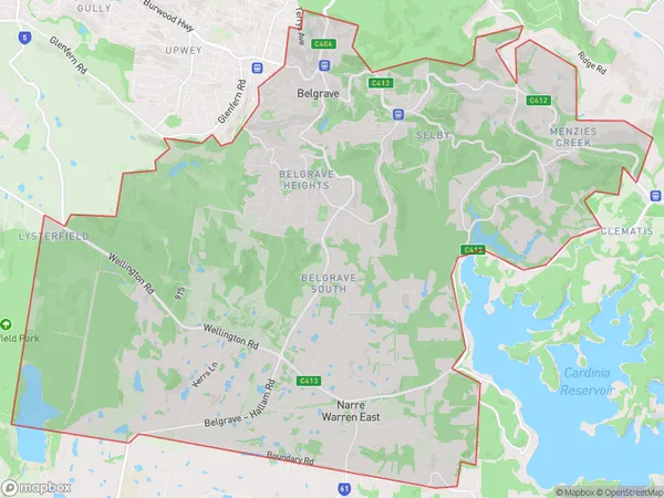 Belgrave Selby, Victoria Polygon Area Map