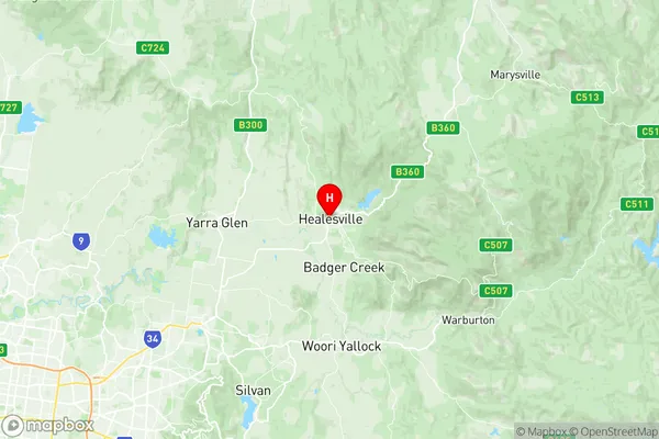 Healesville Yarra Glen, Victoria Region Map