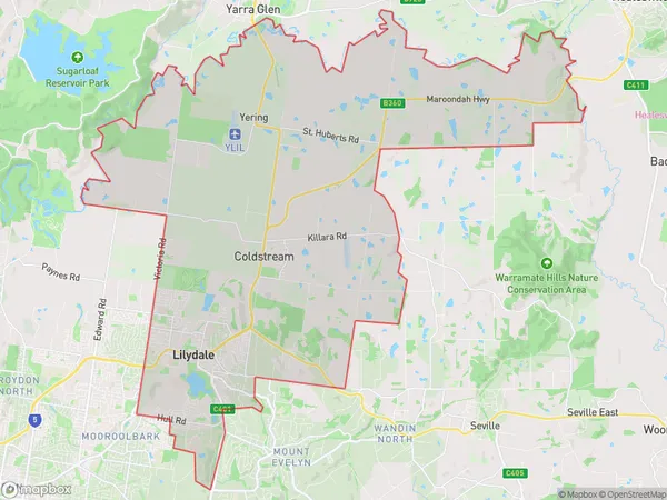 ZipCode 3770 Areas Map for Lilydale - Coldstream