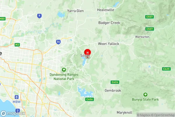 Monbulk Silvan, Victoria Region Map