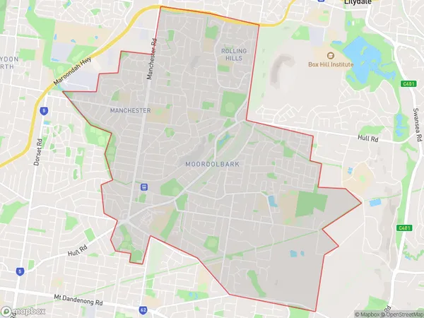 ZipCode 3138 Areas Map for Mooroolbark