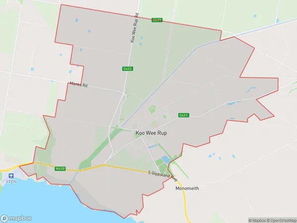 Postal Code 3810 Regions Map for Koo Wee Rup