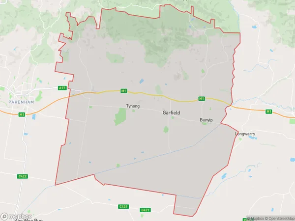 Bunyip Garfield, Victoria Polygon Area Map