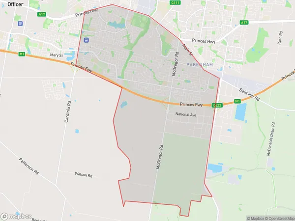 Pakenham South West, Victoria Polygon Area Map