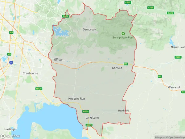 Cardinia, Victoria Polygon Area Map